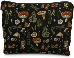 Dark Forest Cottagecore Mushroom Makeup Bag - Forest Cosmetic Bag for Gifts, Mushroom Lovers