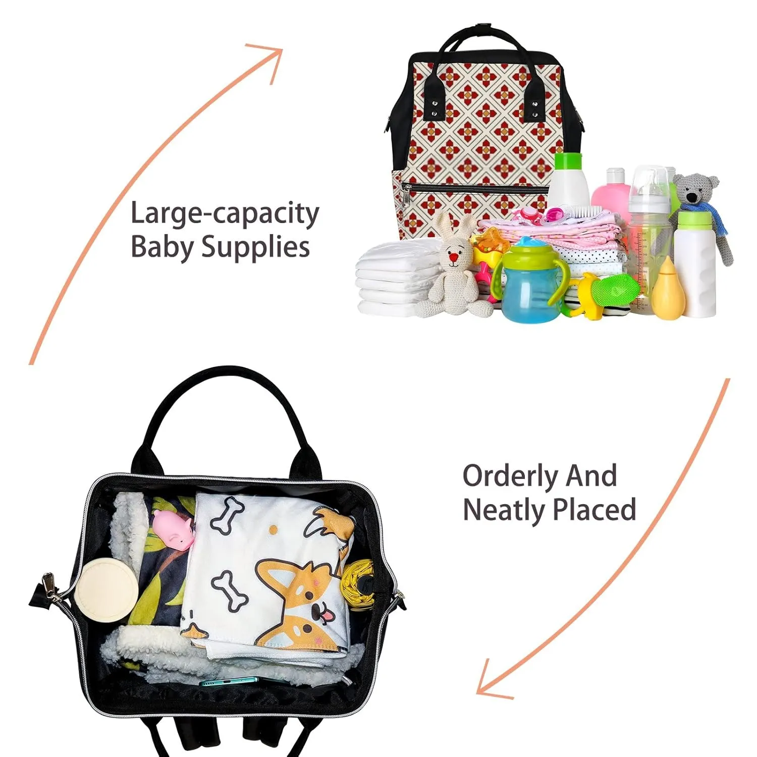 Diaper Bag Mummy Backpack Floral Minimalist Geometric Flowers Multifunction Baby Nappy Bag Large Capacity Nursing Bags Waterproof Travel Backpack