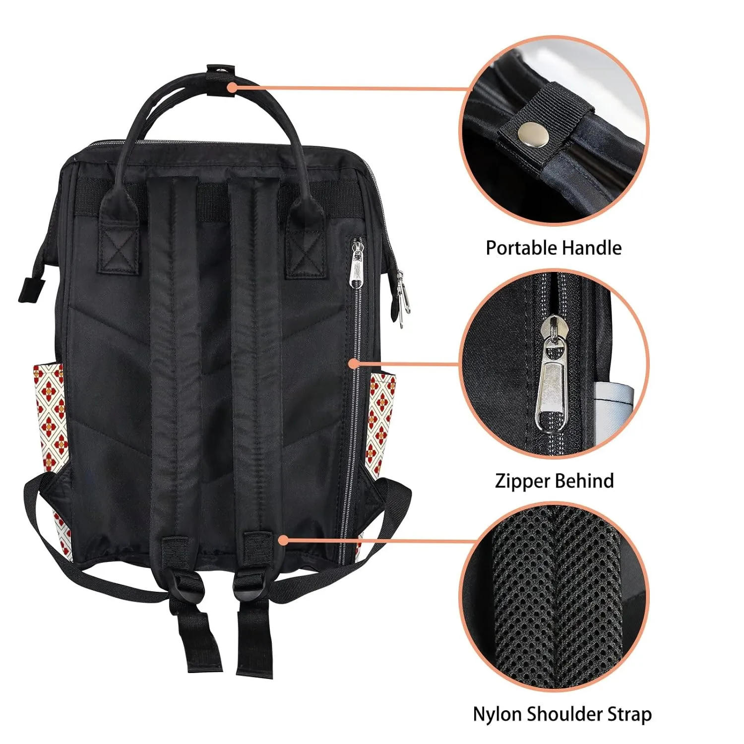Diaper Bag Mummy Backpack Floral Minimalist Geometric Flowers Multifunction Baby Nappy Bag Large Capacity Nursing Bags Waterproof Travel Backpack