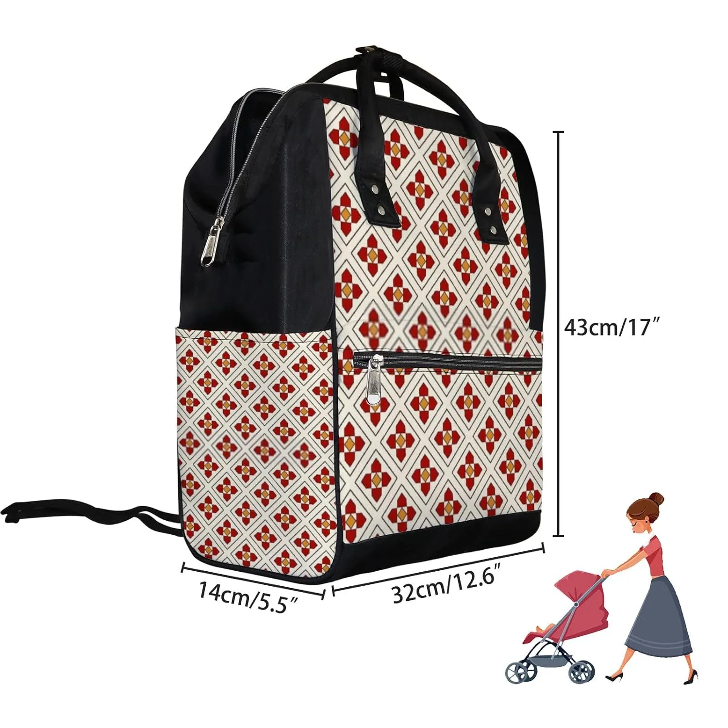 Diaper Bag Mummy Backpack Floral Minimalist Geometric Flowers Multifunction Baby Nappy Bag Large Capacity Nursing Bags Waterproof Travel Backpack