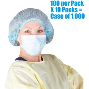 Disposable Bouffant Cap - Accordian Style - Blue - 21" / 100 Count X 10 Packs = 1,000 Bouffant Caps