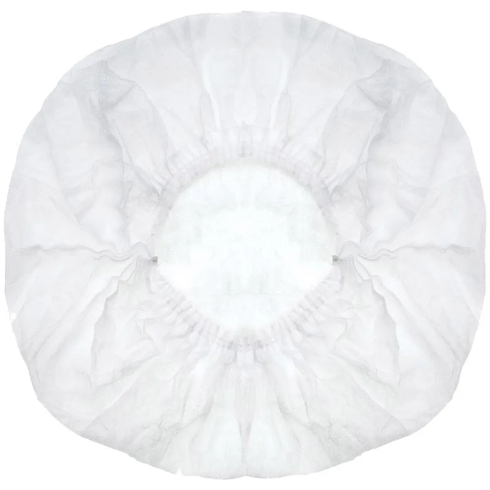 Disposable Gathered Bouffant Cap - White / 100 Pieces Per Bag X 10 Bags = 1,000 Bouffant Caps