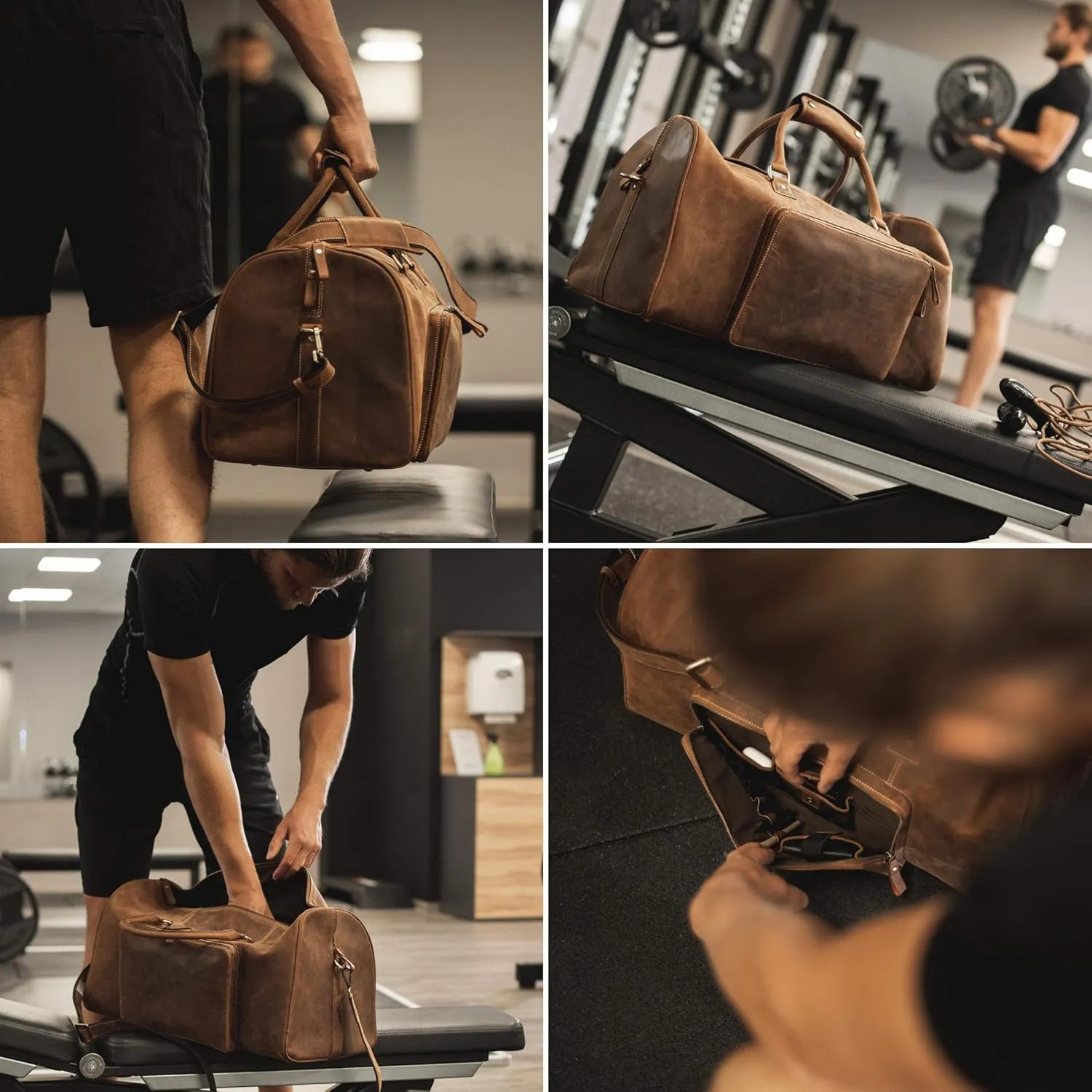 DONBOLSO Weekender Naples I Handcrafted Leather Men's Travel Bag I Genuine Leather Duffle Bag I Carry-on Luggage Overnight Gym I L with 40 Litres I Classic Donbolso Vintage Brown