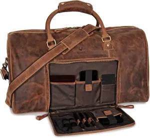 DONBOLSO Weekender Naples I Handcrafted Leather Men's Travel Bag I Genuine Leather Duffle Bag I Carry-on Luggage Overnight Gym I L with 40 Litres I Classic Donbolso Vintage Brown