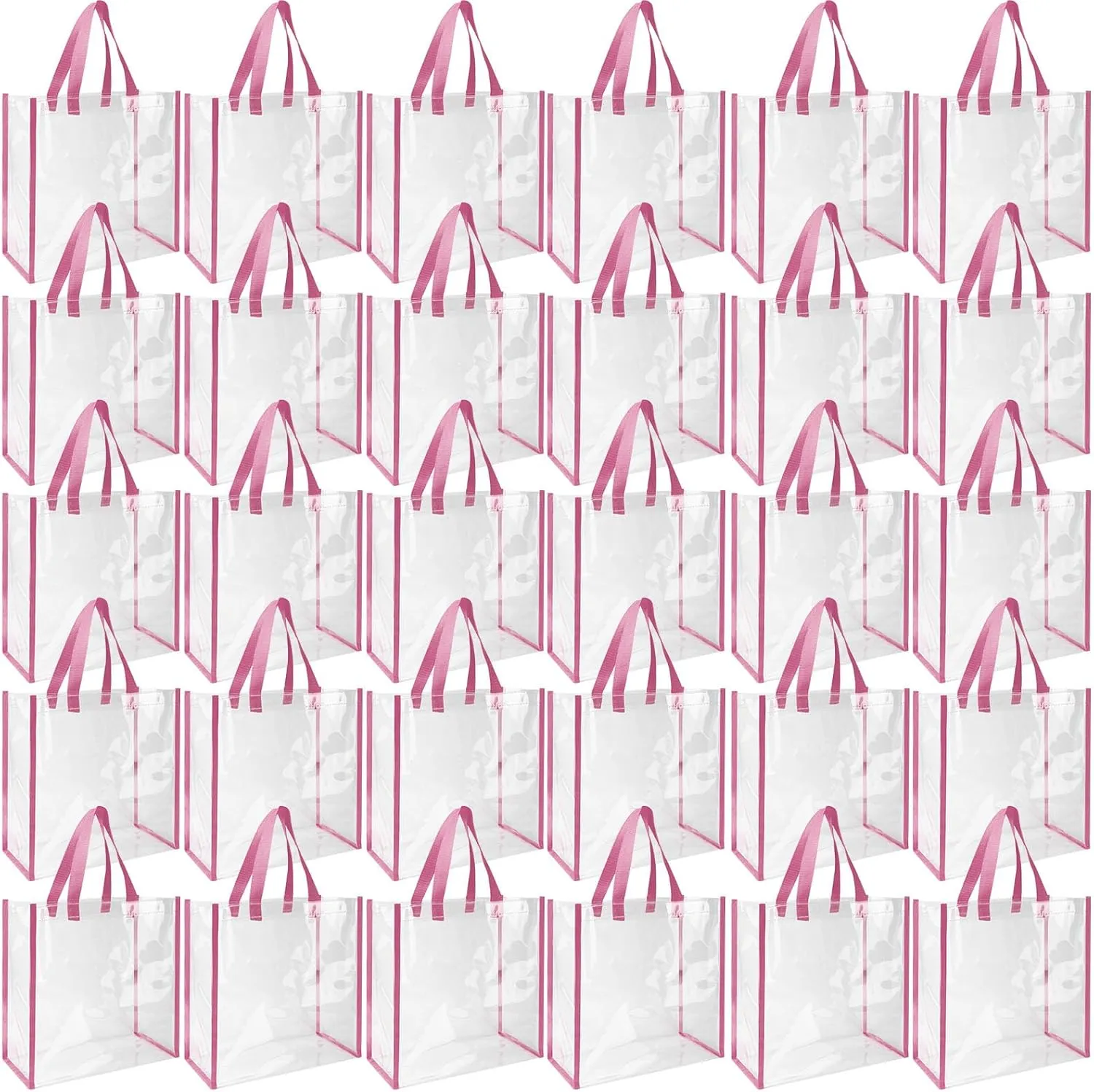 Eccliy 30 Pack 12x12x6 Inch Clear Tote Bag Stadium Approved Bulk Plastic Tote Gift Bag with Handle for Gym Sports Beach