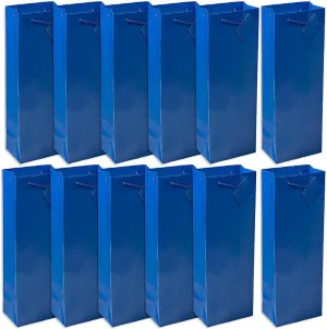 Elegant Blue Wine Gift Bags With Tags (4.75" x 3") 12 Count - Premium Paper & Vibrant Color - Ideal For Memorable Celebrations & Special Occasions