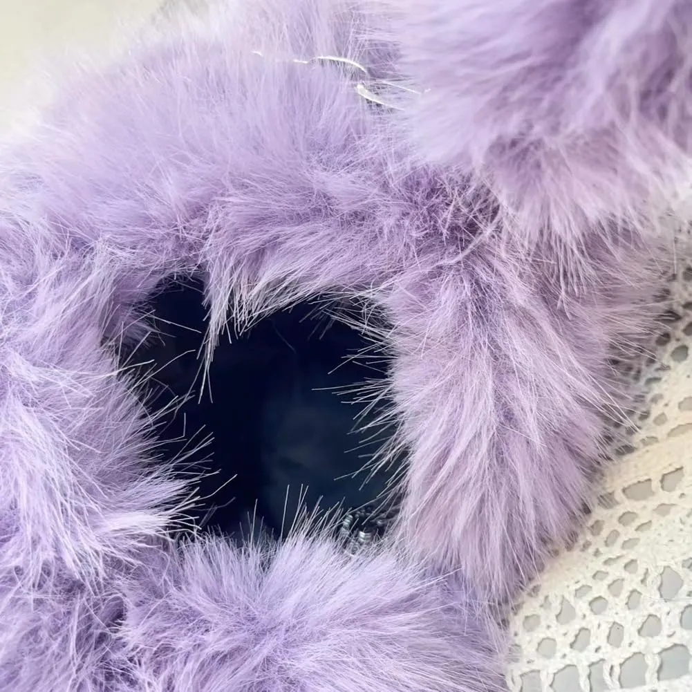 Epsion Women Faux Fur Fluffy Shoulder Bags Cute Heart Crossbody Bag Furry Handbag Purse