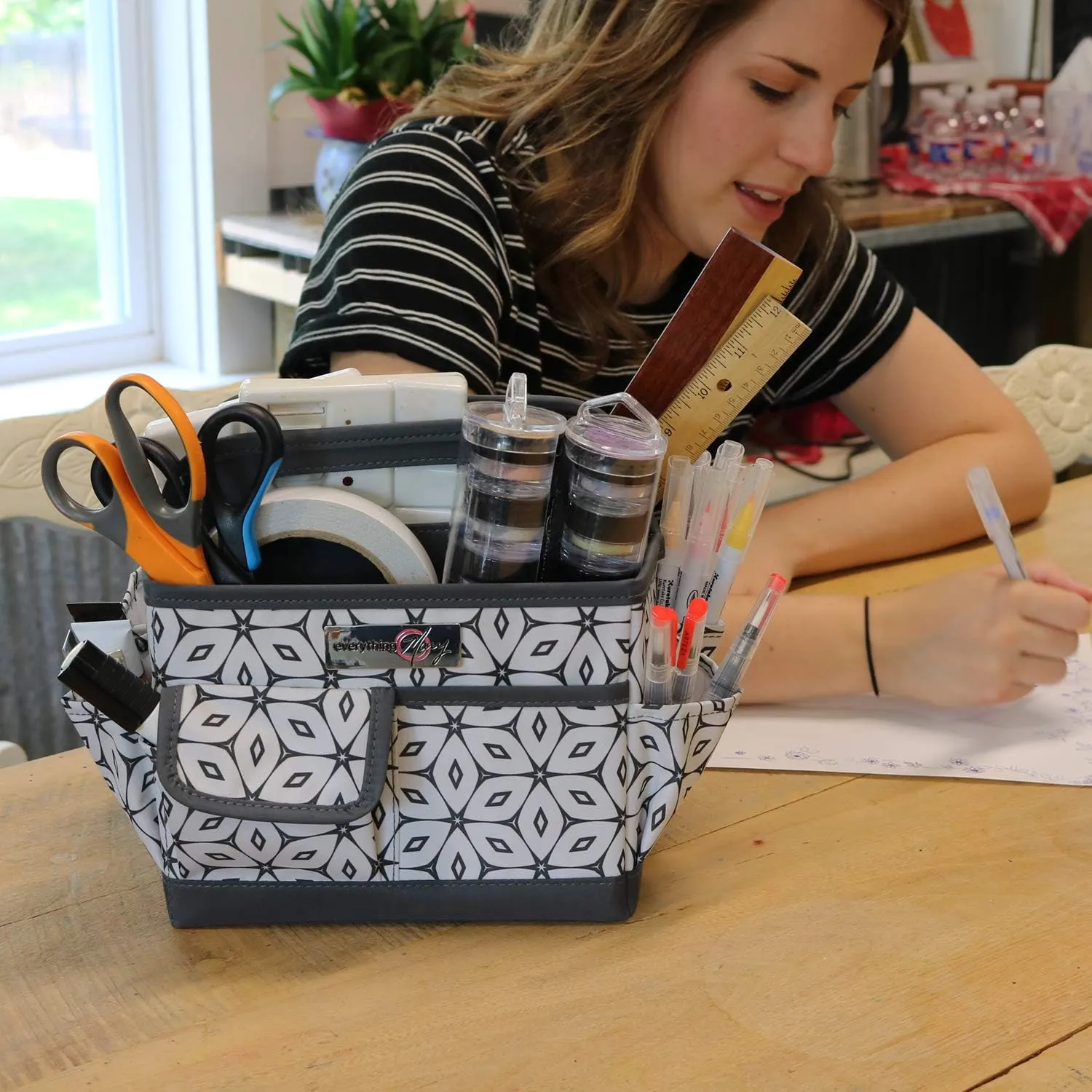 Everything Mary Store and Tote Desktop Caddy - Organizer for Crafts, Art Supplies, Office, School, and Home - Versatile Tote for Supplies and Everyday Storage