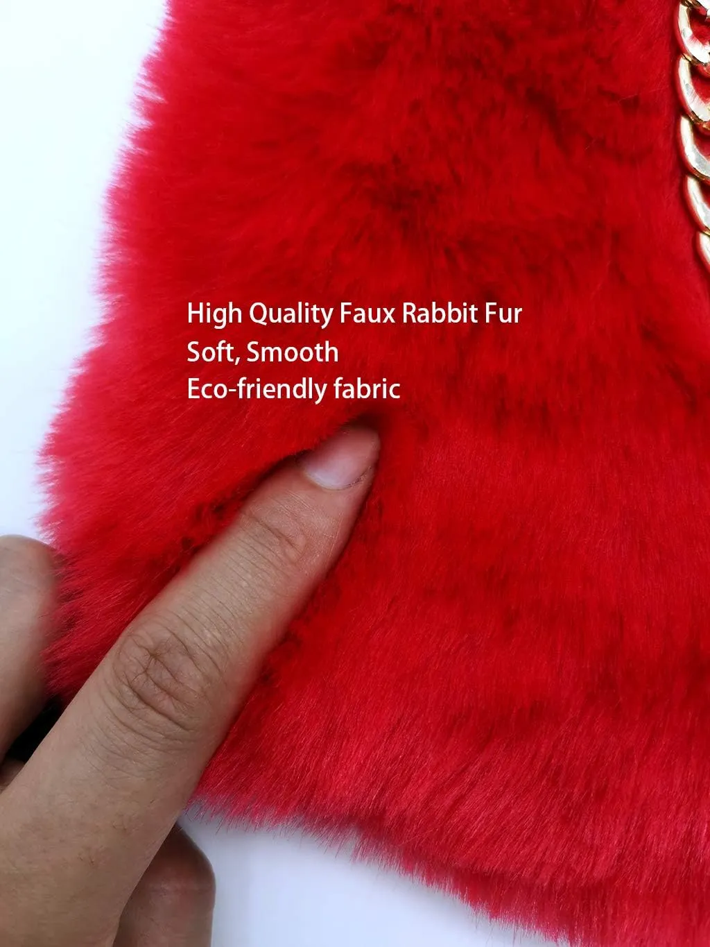 FHQHTH Faux Fox Fur Purse Fuzzy Handbags for Women Evening Handbags Al alloy Shoulder Strap