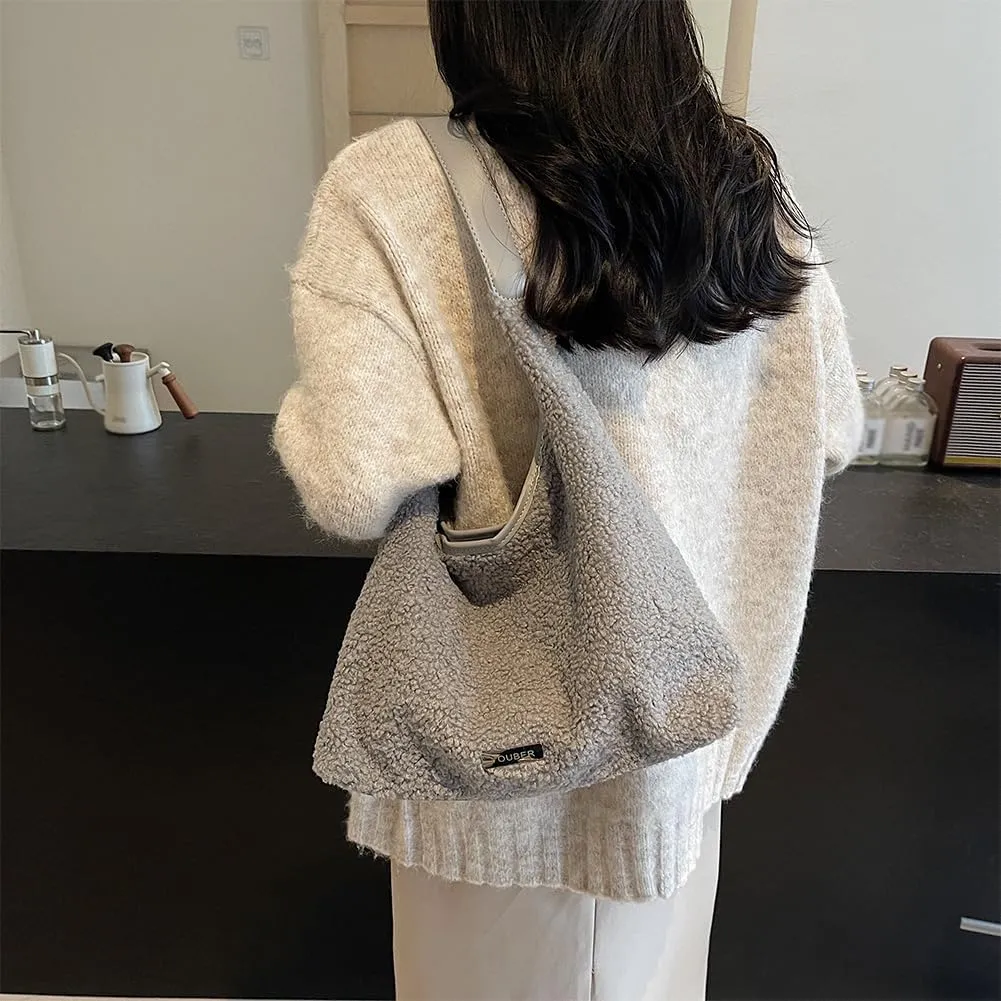 Fluffy Purse Faux Fur Hobo Bag Cute Furry Crossbody Bag Large Capacity Tote Bag