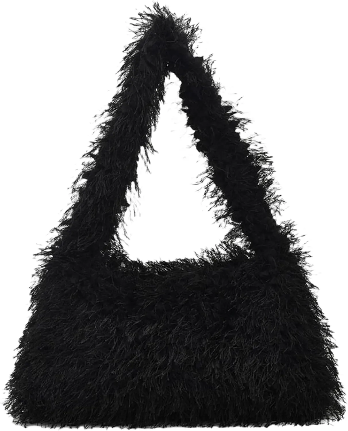 Fluffy Shoulder Hobo Bag Handbag and Purse Women Y2K Fuzzy Soft Plush Underarm Tote Bag