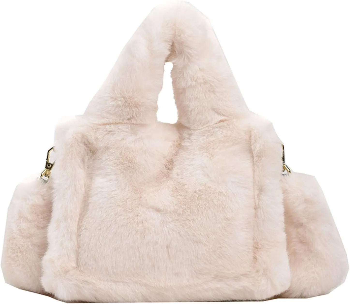 Fluffy Tote Bag Mini Faux Fur Purses for Women Winter Fuzzy Tote Soft Furry Crossbody Handbag Plush Bags