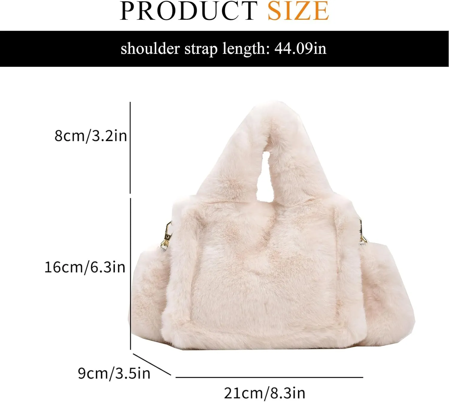 Fluffy Tote Bag Mini Faux Fur Purses for Women Winter Fuzzy Tote Soft Furry Crossbody Handbag Plush Bags