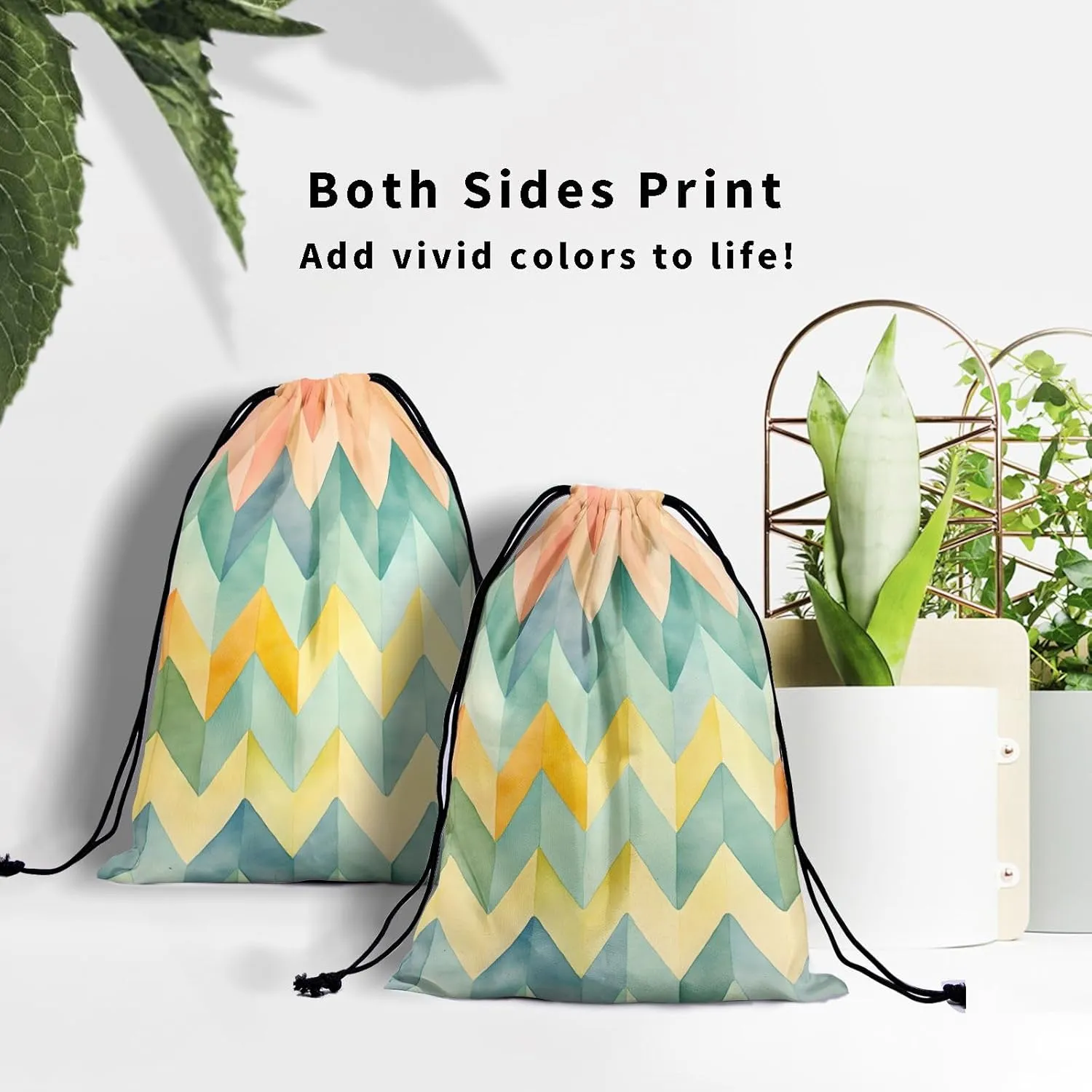 Geometric Grip Bags for Gymnastics - Stripes Drawstring Pouch Bag Waves Art String Bag for Gym Sports Storage