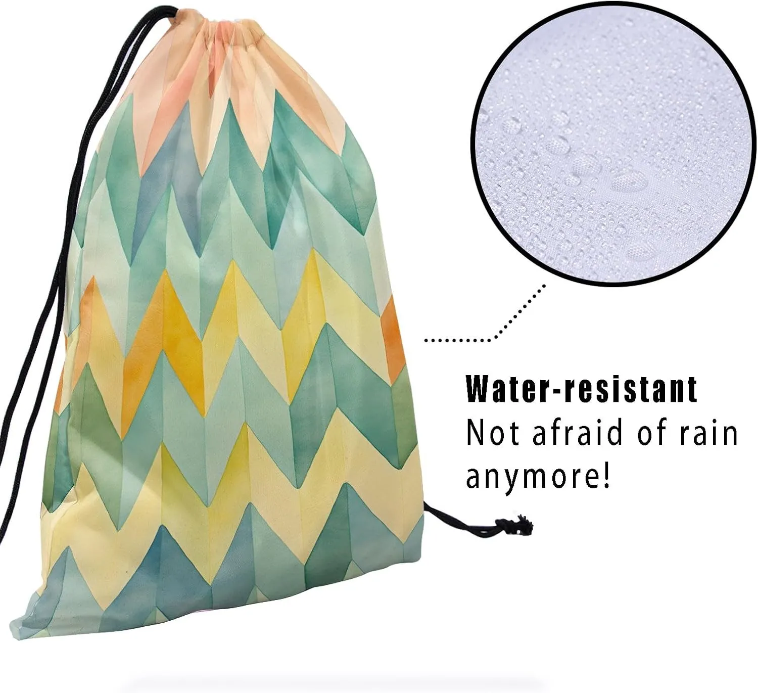 Geometric Grip Bags for Gymnastics - Stripes Drawstring Pouch Bag Waves Art String Bag for Gym Sports Storage