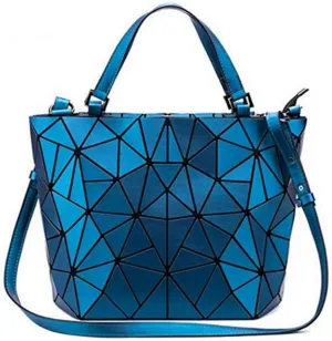 Geometric Luminous Purses and Handbags Shard Lattice Eco-Friendly Artificial Leather Rainbow Holographic Purse (Blue)