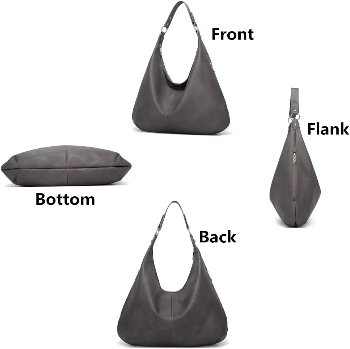 Hobo Bags for Women Soft PU Leather Slouchy Bag Shoulder Purse with Zipper