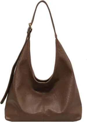 Hobo Bags for Women Soft PU Leather Tote Shoulder Bag Vintage Slouchy Handbag Purses
