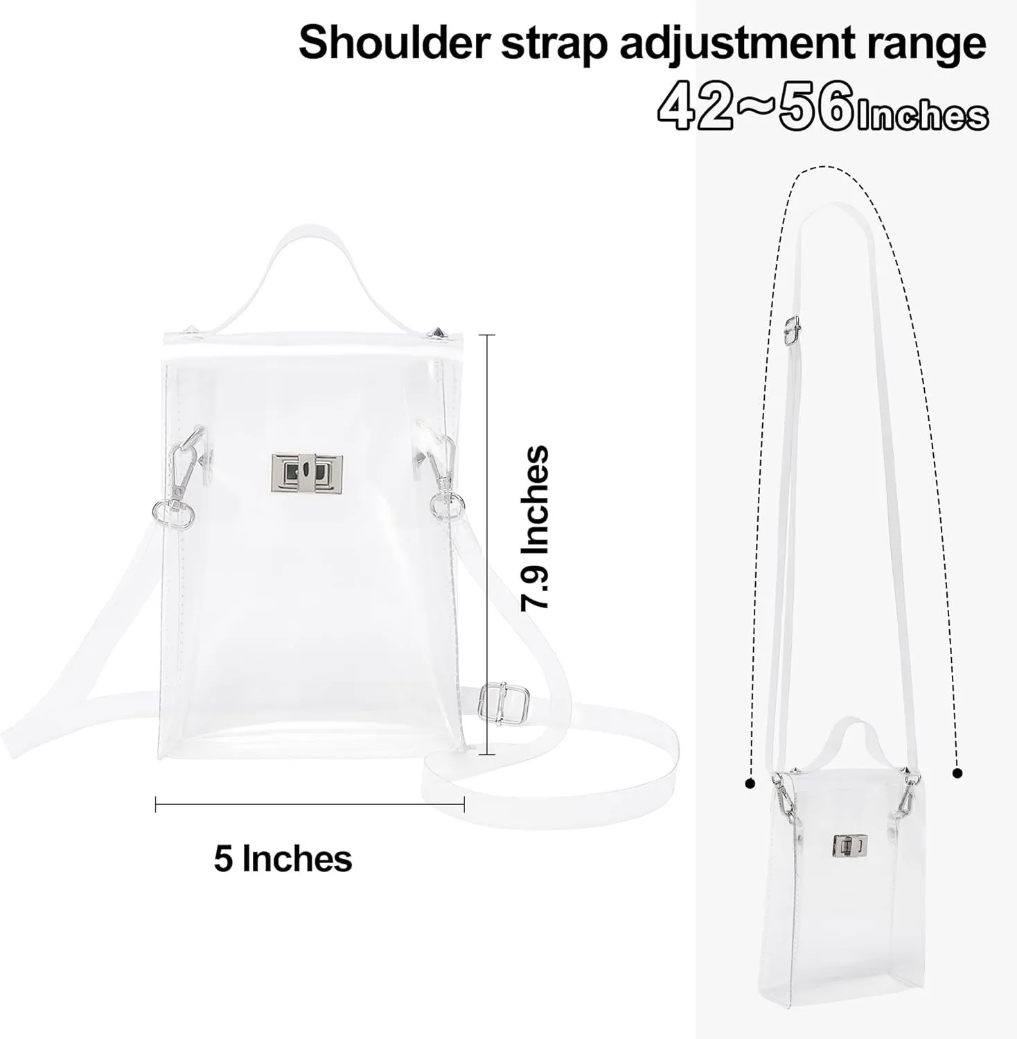 INICAT Clear Small Crossbody Bags Stadium Approved Cell Phone Jelly Purse Shoulder Bag For Women