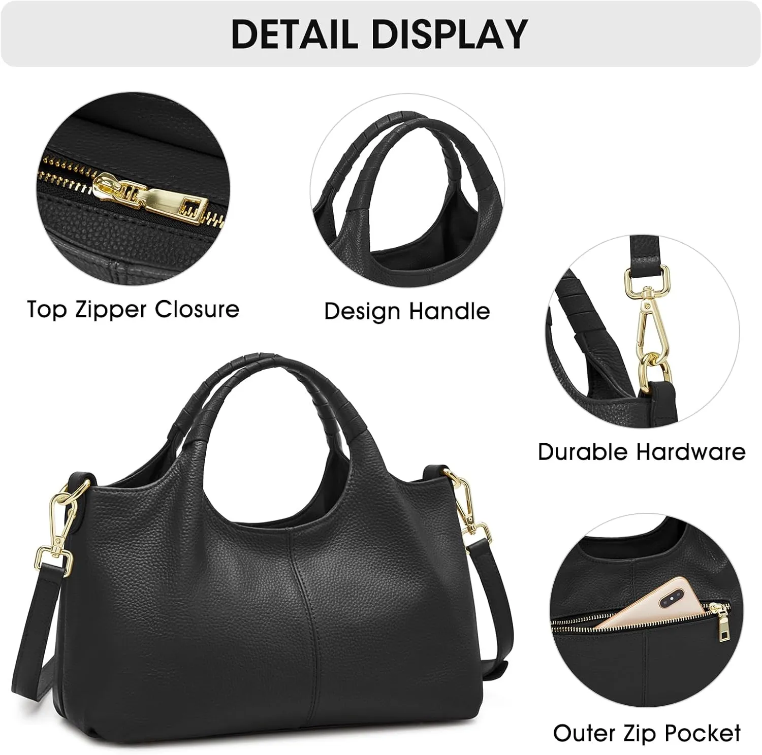 Kattee Leather Purses and Handbags for Women, Small Medium Crossbody Bags Trendy, Soft Shoulder Satchel Bags