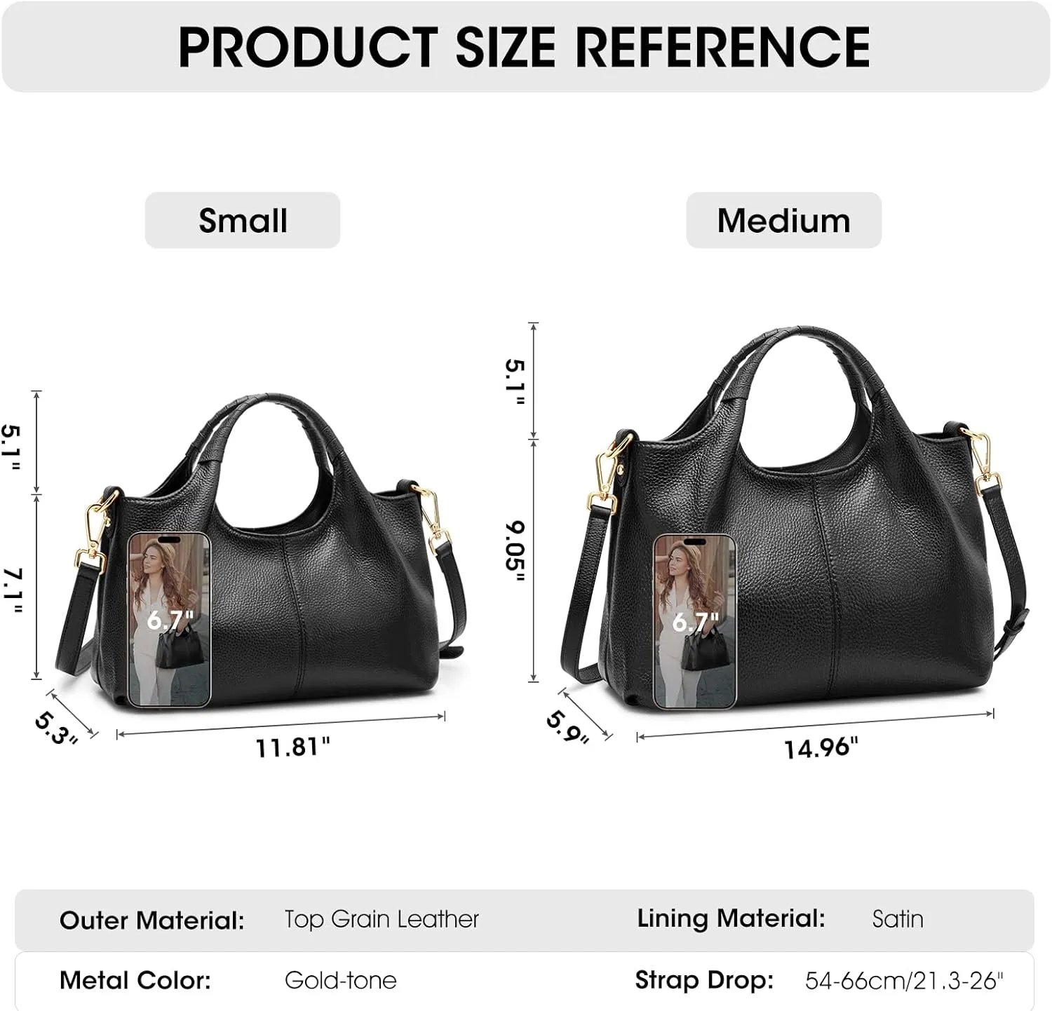 Kattee Leather Purses and Handbags for Women, Small Medium Crossbody Bags Trendy, Soft Shoulder Satchel Bags