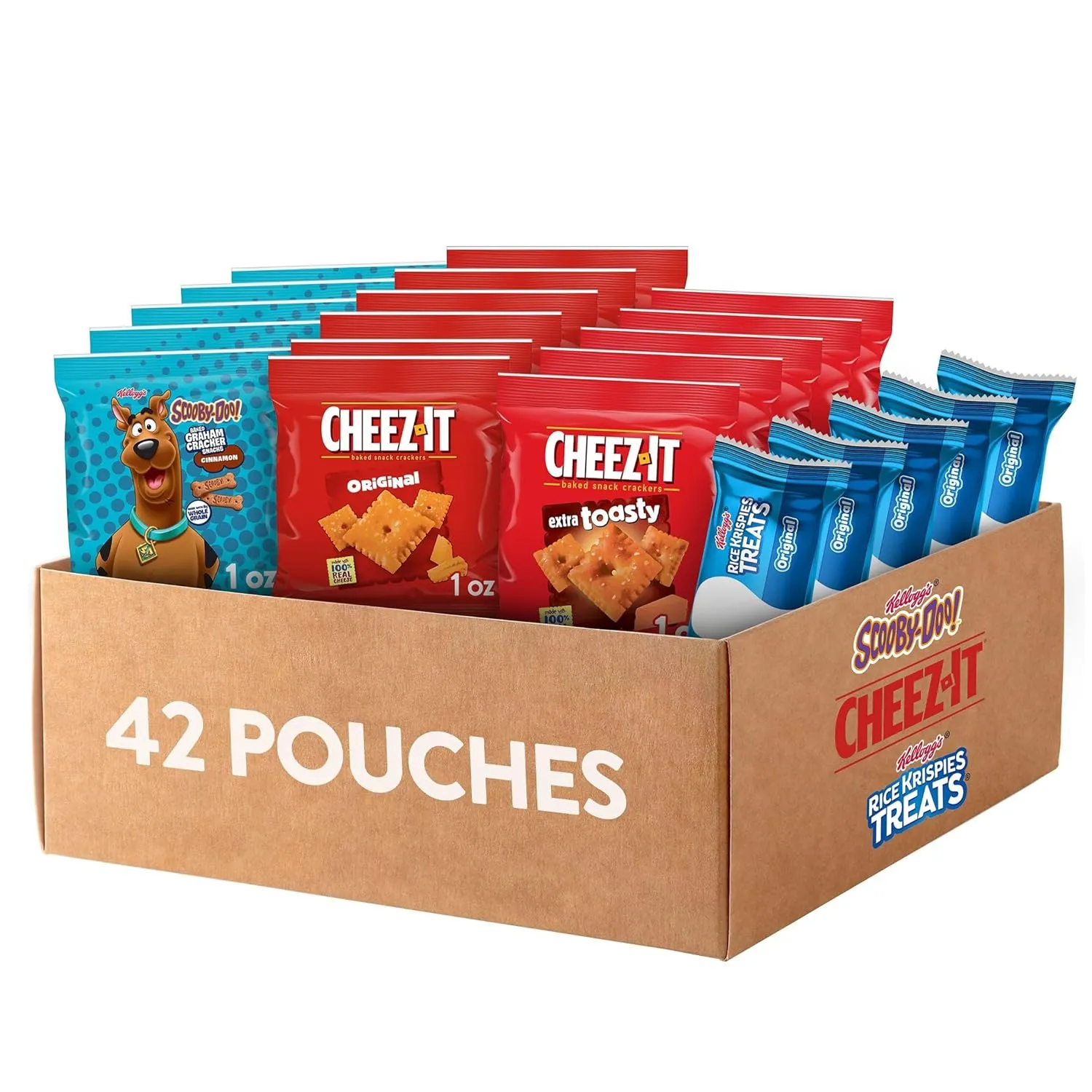 Kellogg's Cheez-It, Rice Krispies Treats & Scooby-Doo, Lunch Snacks, Bulk Variety Pack (42 Count)