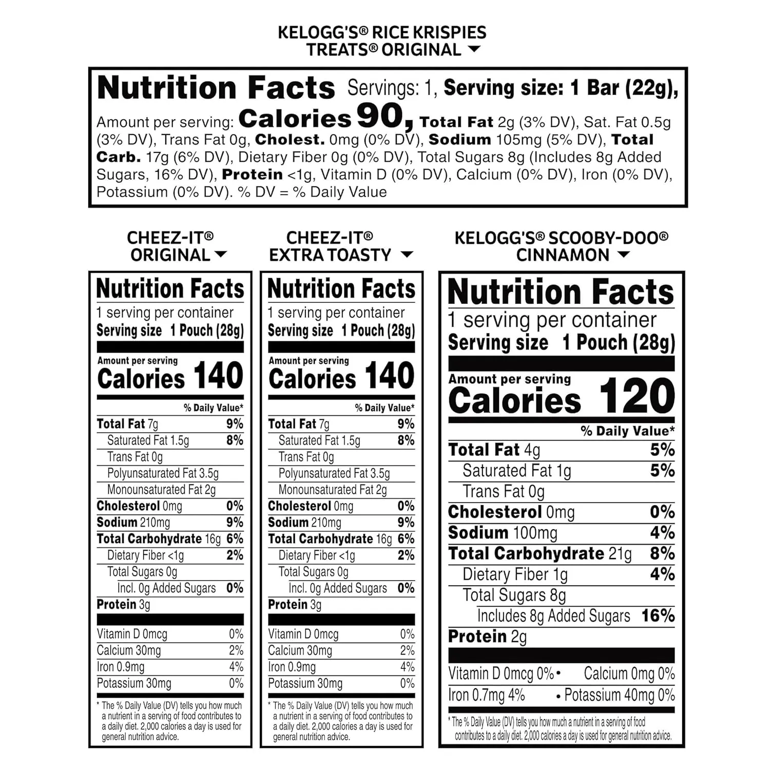 Kellogg's Cheez-It, Rice Krispies Treats & Scooby-Doo, Lunch Snacks, Bulk Variety Pack (42 Count)