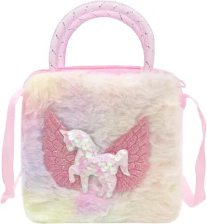 Kids Girls Colorful Plush Unicorn Cell Phone Bag Pouch Mini Crossbody Purse Handbag Wallet