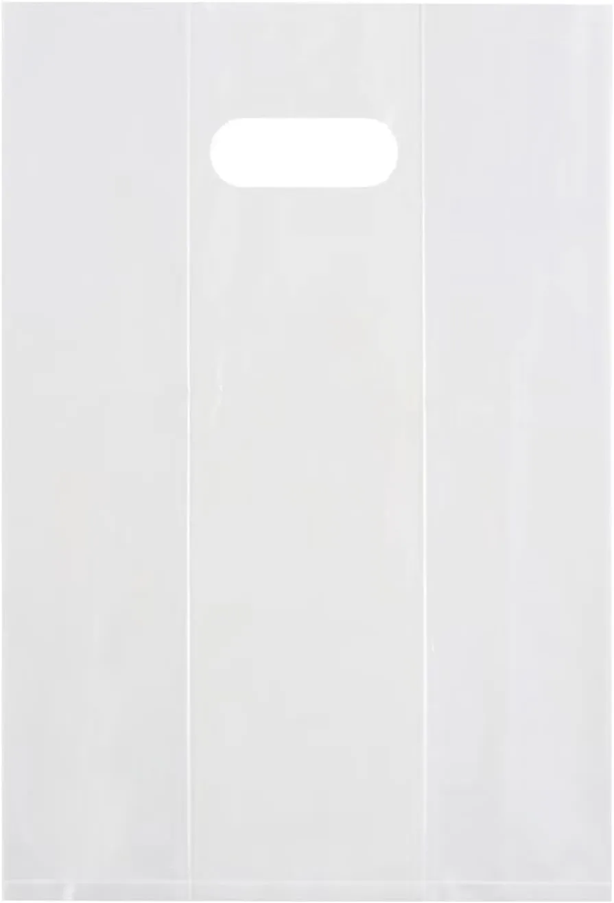 Krodtige 100 Pcs 11x15 inches Clear Merchandise Plastic Shopping Gusset Bags with Die Cut Handles- 2 Mil Thick,Perfect for Retail, Small Business,Gift,Boutique,Trade Show, Party Favors