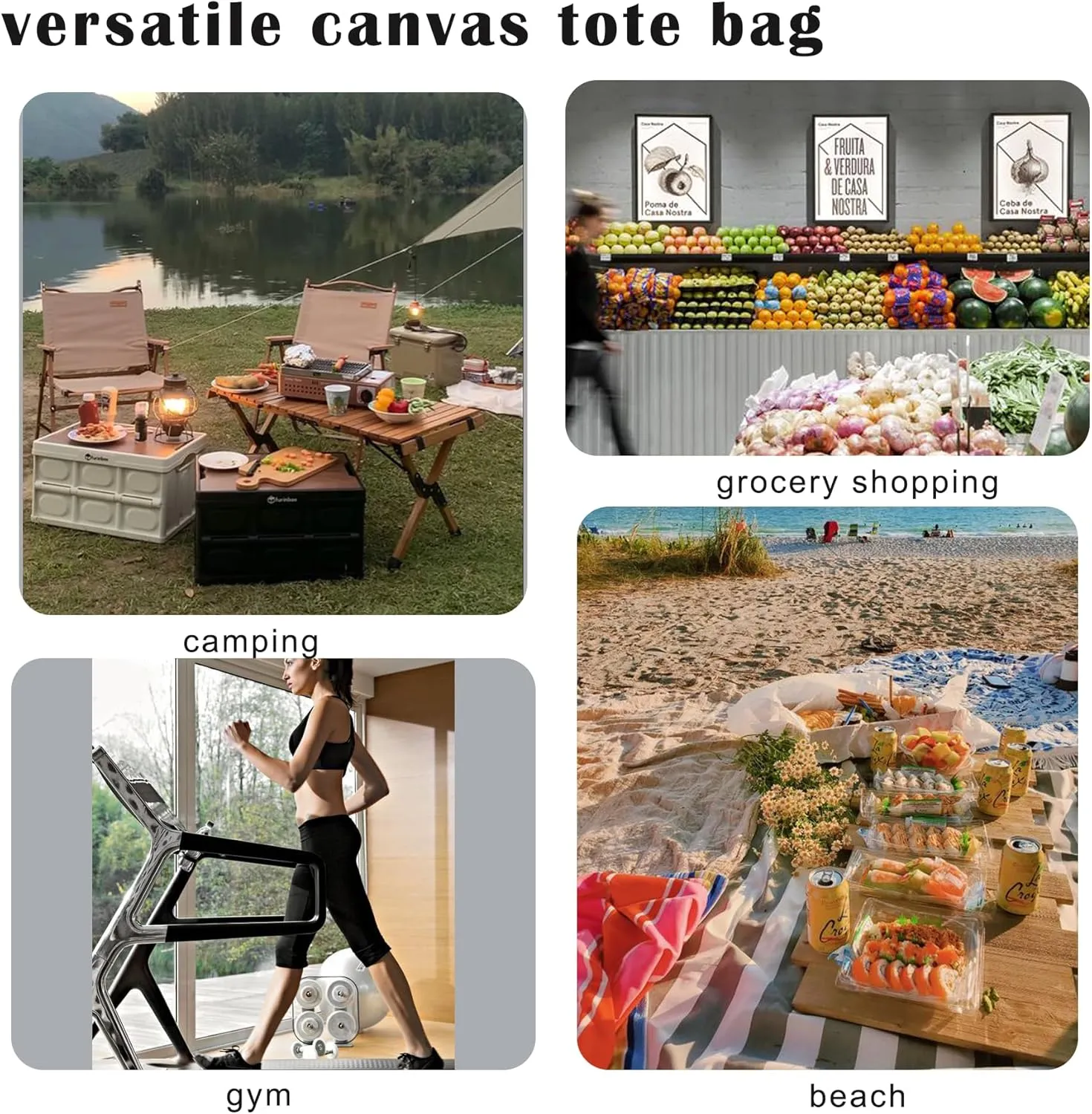 Large Canvas Tote Bag Reusable Grocery Bags Shopping Bags for Women Foldable Extra Large Everything Bag
