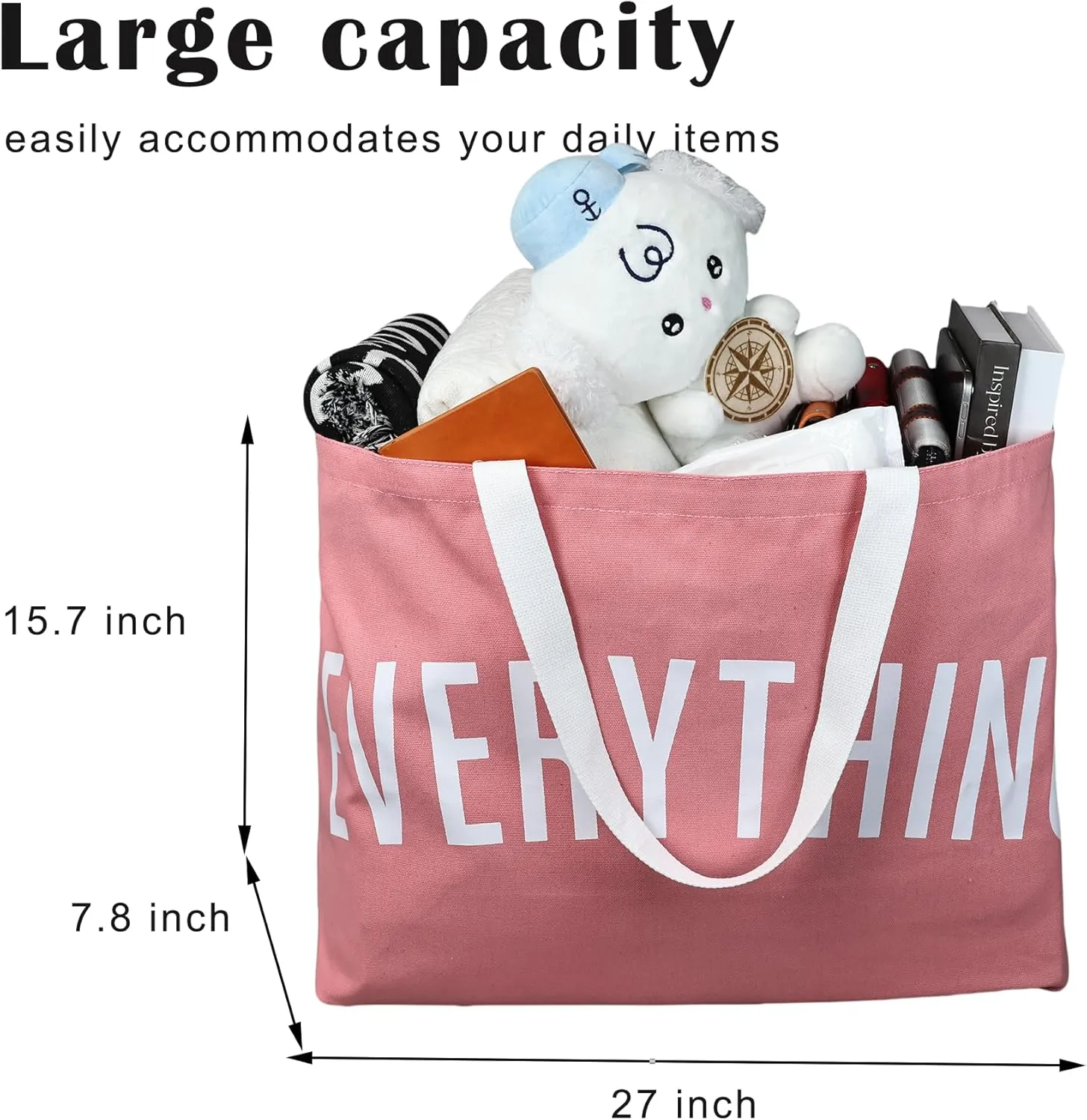 Large Canvas Tote Bag Reusable Grocery Bags Shopping Bags for Women Foldable Extra Large Everything Bag