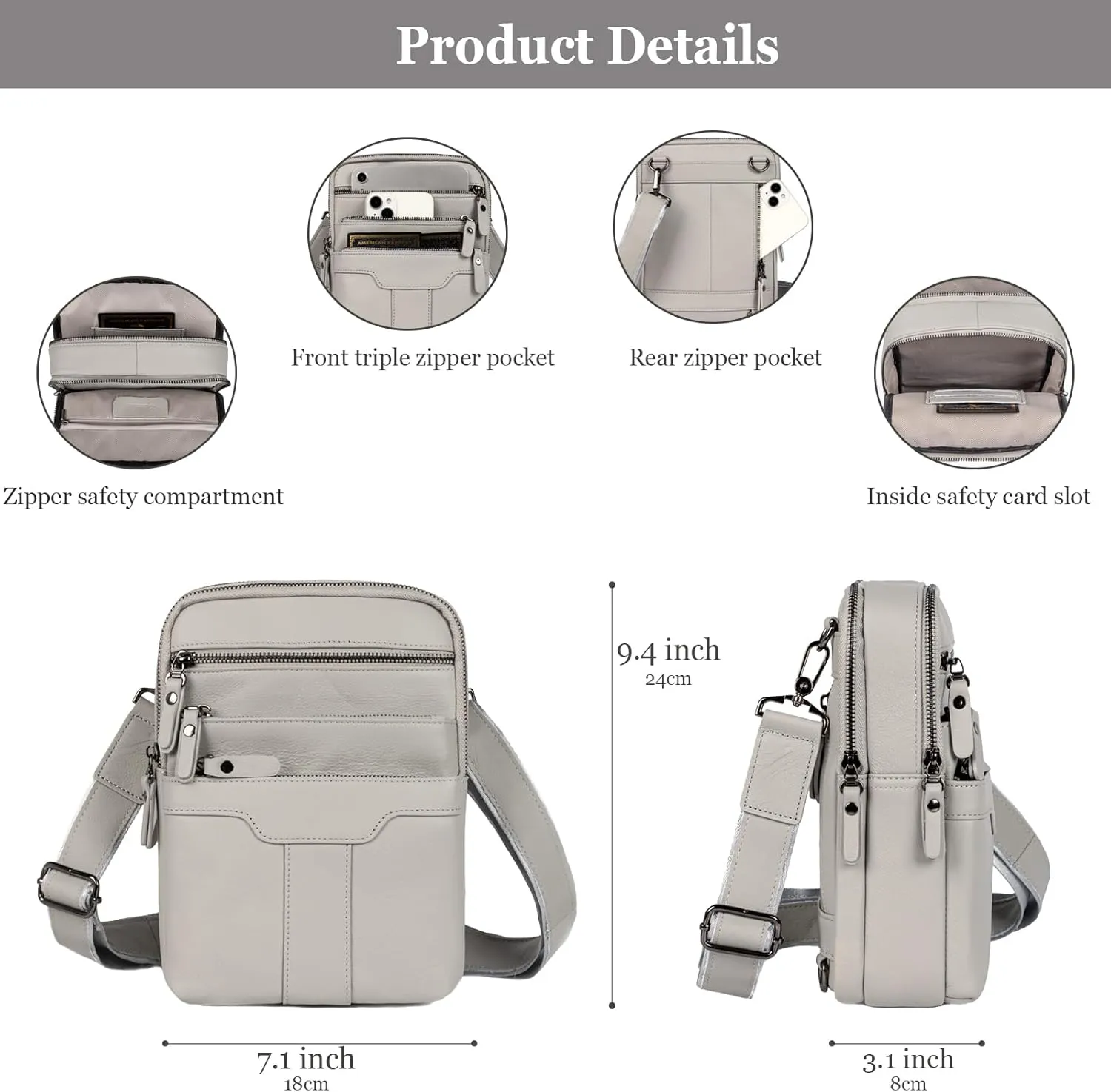 Leather Messenger Bag for Men, Small Leather Sling Shoulder Bag Messenger Pack for Men, Man Purse