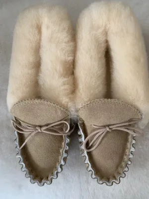 Luxury Sheepskin Lined Moccasin with Sheepskin Collar and Hard Sole | Claudia