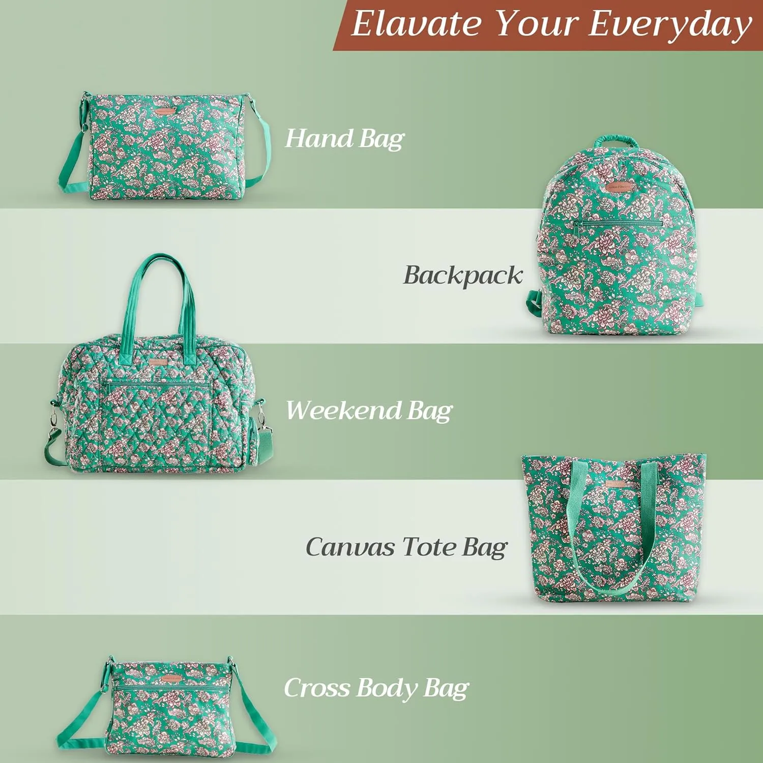 Maison d' Hermine Shopping Bag Cotton Quilted Tote Bag with Zipper Pockets & Small Pouch Grocery Bag for Work Travel Lunch