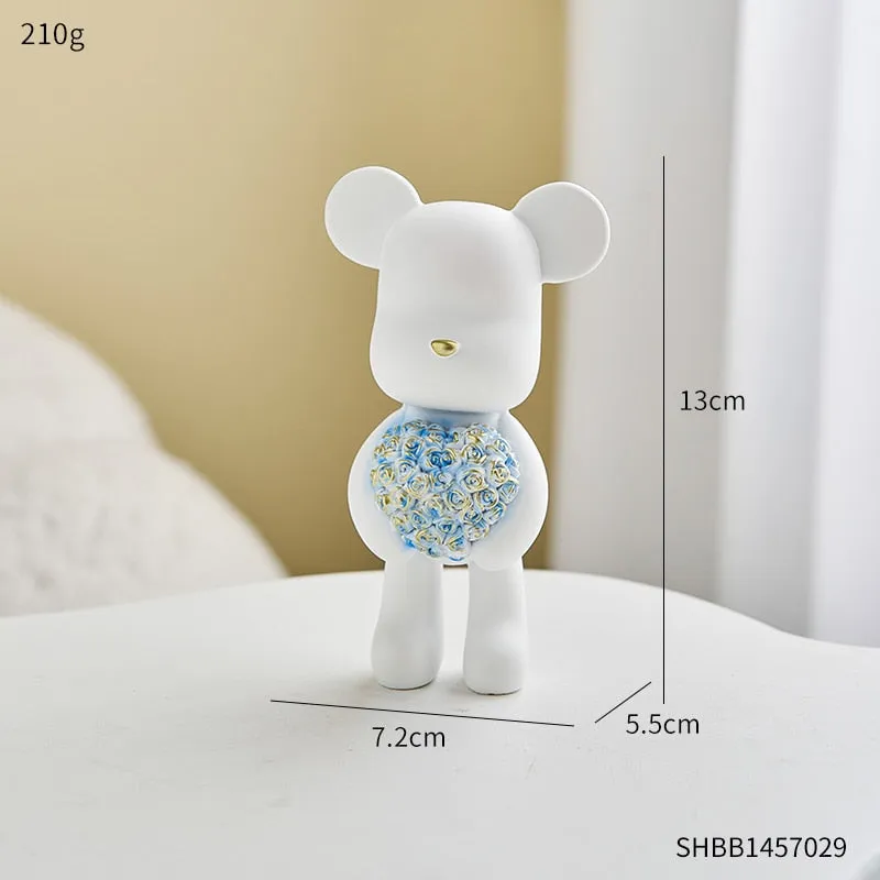 Modern Style Nordic Home Kawaii Balloon Bear Figurines Resin Ornament Office Desk Sculpture Accessories Living Room Statue Decor