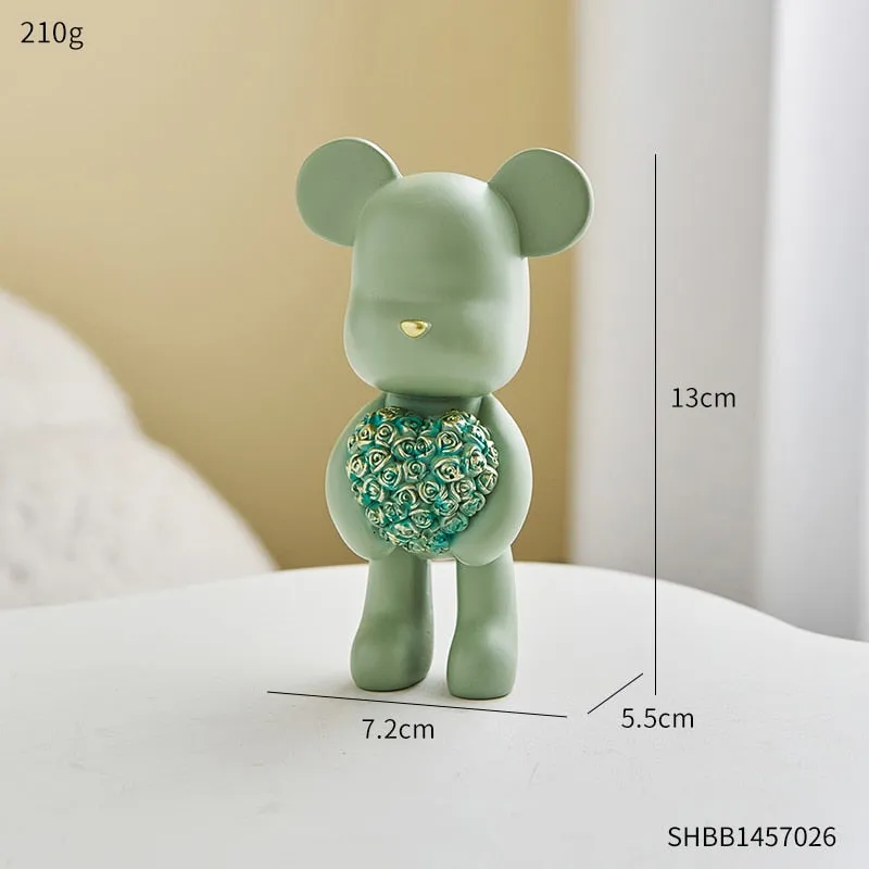 Modern Style Nordic Home Kawaii Balloon Bear Figurines Resin Ornament Office Desk Sculpture Accessories Living Room Statue Decor
