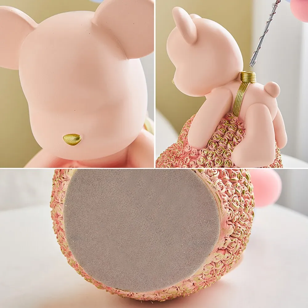 Modern Style Nordic Home Kawaii Balloon Bear Figurines Resin Ornament Office Desk Sculpture Accessories Living Room Statue Decor