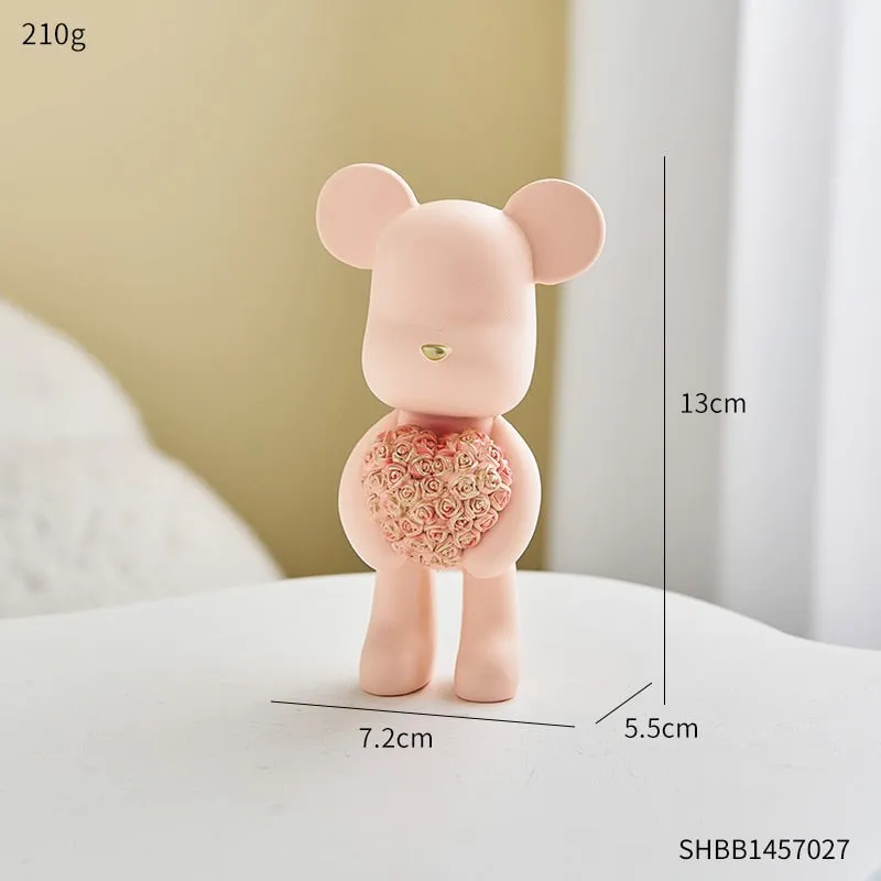 Modern Style Nordic Home Kawaii Balloon Bear Figurines Resin Ornament Office Desk Sculpture Accessories Living Room Statue Decor