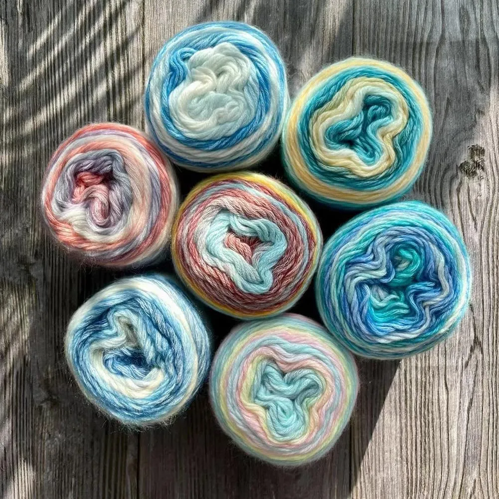 Multicolour Gradient Rainbow Yarn - Soft Cake Yarn, 60%Cotton 30rylic 10%Wool Blend, 100g Ball, Perfect for Crochet Scarves, Shawls and Garments (1163J, 3 Balls)