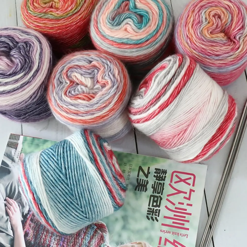 Multicolour Yarn for Crochet & Knitting - Gradient Rainbow, Soft Cake, 60% Cotton, 30% Acrylic, 10% Wool Blend - 100g Ball, Perfect for Scarves, Shawls & Garments (1155C, 3 Balls)