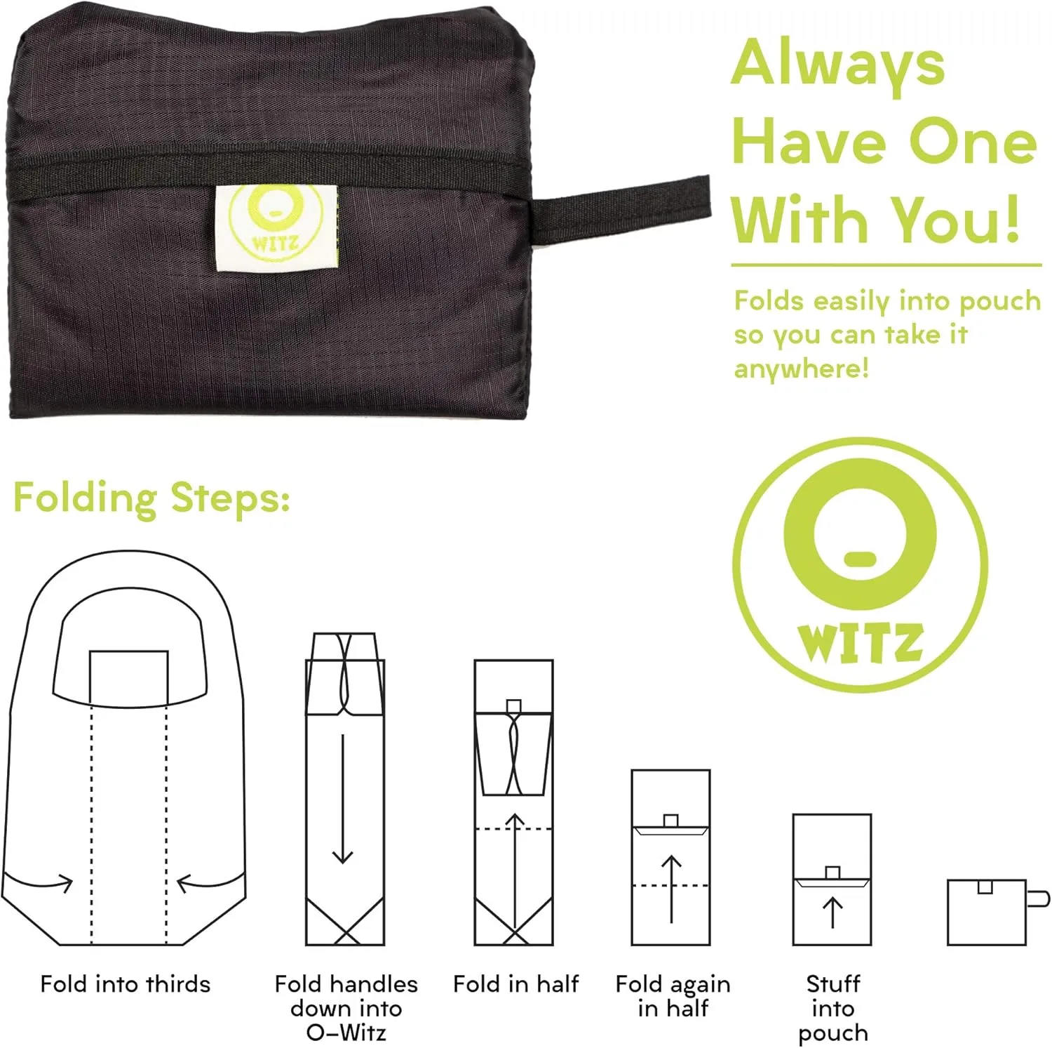O-WITZ Reusable Grocery Bags | Vibrant Tote Bag For Groceries, Gym, Beach Gear, Toys & More | Washable Design With Large Handles For Maximum Convenience | Folds Into A Small Pouch, 5 Pack,Cats
