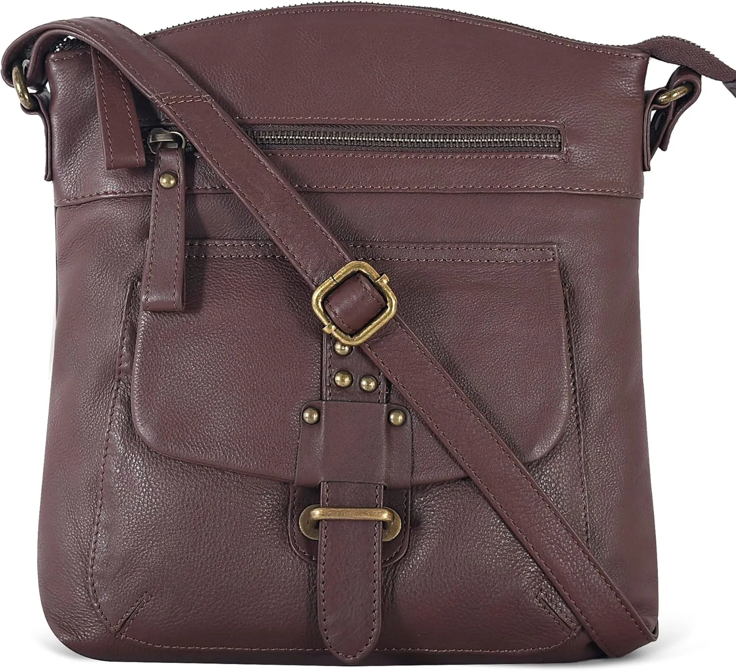 Oak Leathers Leather Crossbody Bag For Women With Adjustable Sling Strap - Medium Size Crossover Shoulder Handbag Purse