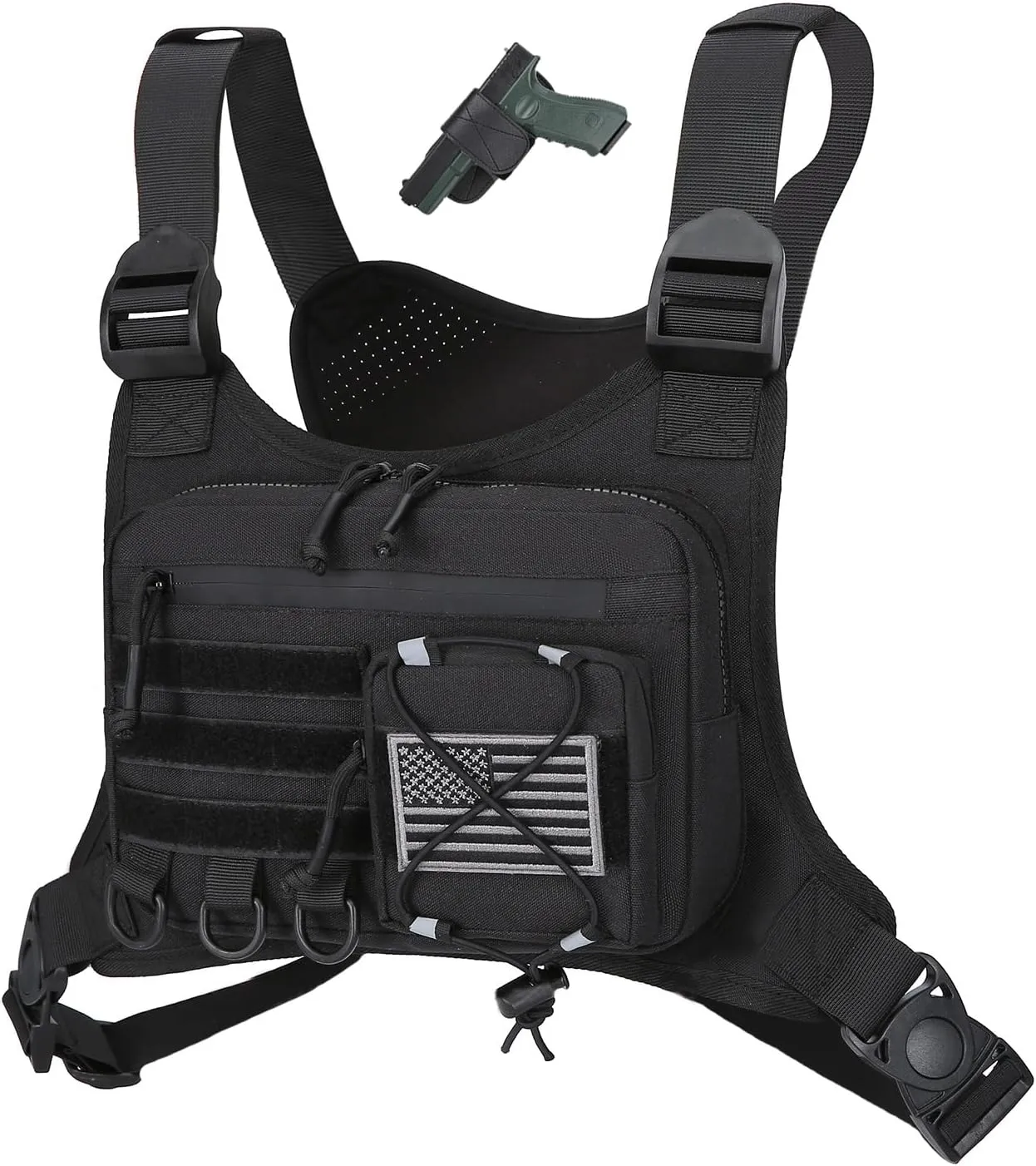 Outdoor Sports Chest Bag for Men, Chest Vest Holster Fits Most Pistols, EDC Travel Chest Pack for Running, Hiking