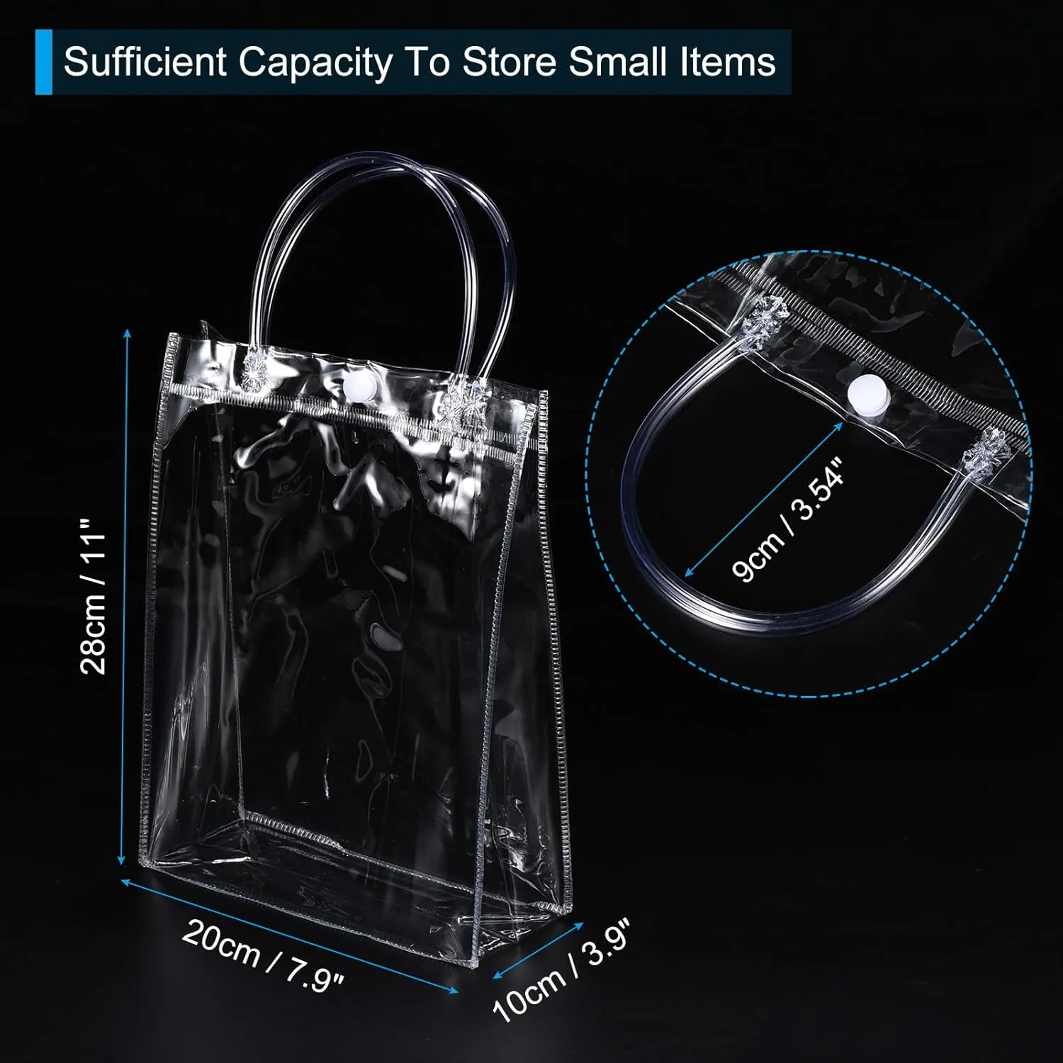 PATIKIL 10 Pack Clear PVC Gift Bags, 11" x 7.9" x 3.9" Reusable Mini Transparent Plastic Gift Wrap Tote Bag with Handles for Shopping Party Wedding