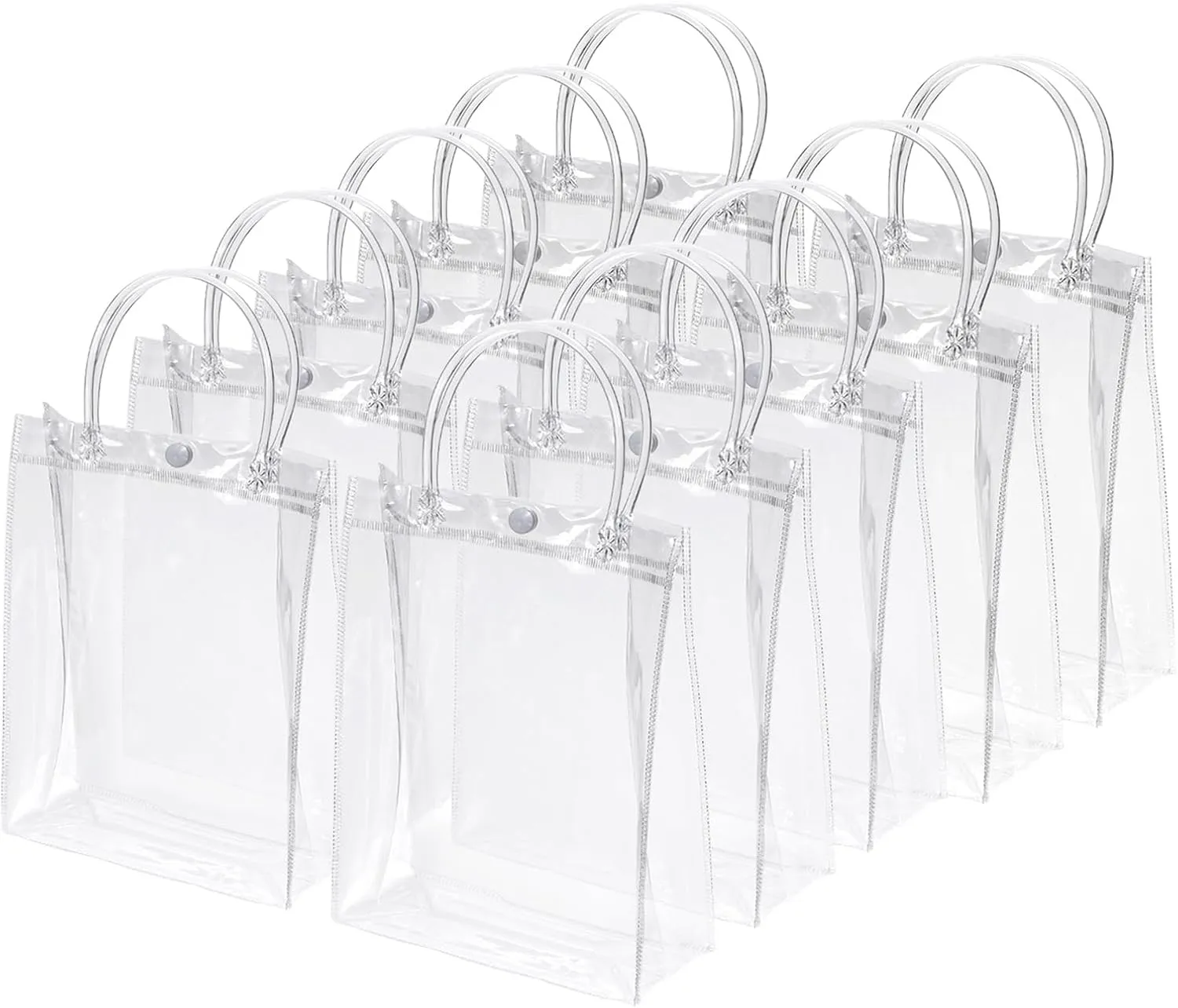 PATIKIL 10 Pack Clear PVC Gift Bags, 11" x 7.9" x 3.9" Reusable Mini Transparent Plastic Gift Wrap Tote Bag with Handles for Shopping Party Wedding