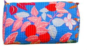Pieces Indian Handmade Cotton Quilted Handmade Floral Hand Block Print Toiletry Bag,Cosmetic Pouch Bag Makeup Bag For Women (1, Blue Printed), 85485