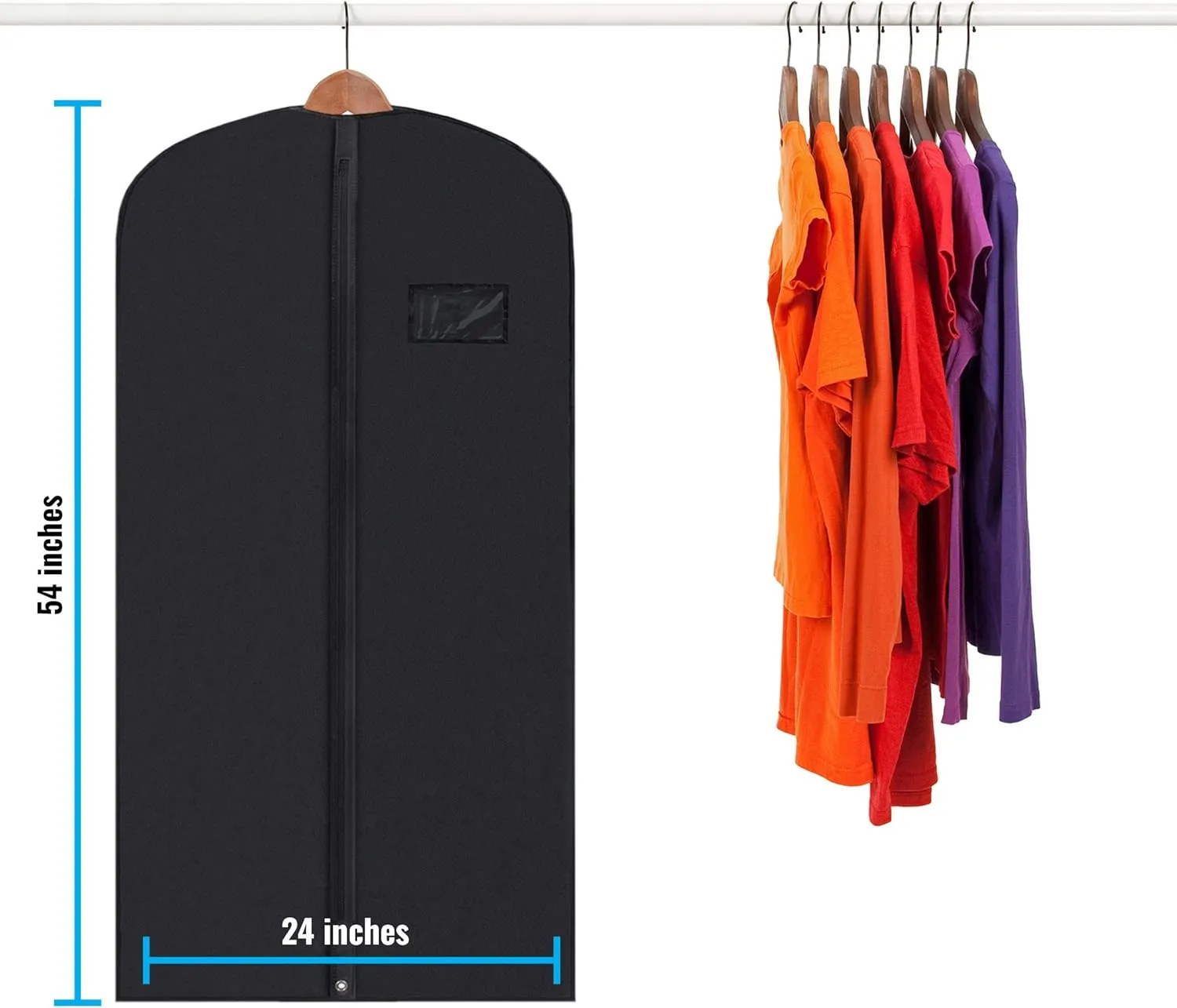 Plixio Black Garment Bags for Hanging Clothes, Men Suit Bag for Travel and Clothing Storage of Women Dresses, Shirts, Fur Coats, Dance Costumes Suit Cover - Closet Storage Long Garment Bags w/Zipper