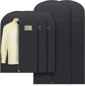 Plixio Black Garment Bags for Hanging Clothes, Men Suit Bag for Travel and Clothing Storage of Women Dresses, Shirts, Fur Coats, Dance Costumes Suit Cover - Closet Storage Long Garment Bags w/Zipper