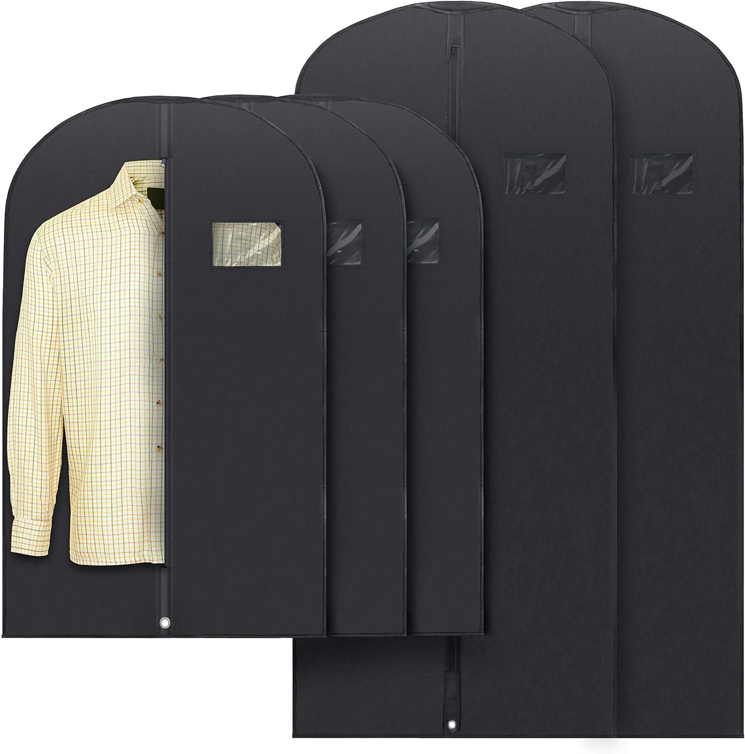 Plixio Black Garment Bags for Hanging Clothes, Men Suit Bag for Travel and Clothing Storage of Women Dresses, Shirts, Fur Coats, Dance Costumes Suit Cover - Closet Storage Long Garment Bags w/Zipper