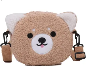 Plushie Crossbody Bag Japanese Kawaii Cat Shoulder Purse Stuffed Handbag Fluffy Lamb Like Black Shoulder Bags
